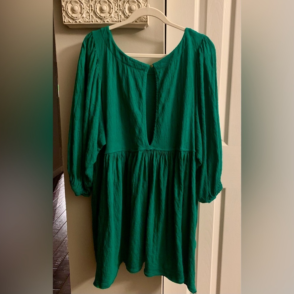 EUC Free People Beach Get Obsessed Babydoll Mini Dress Emerald Waters S - Picture 9 of 11